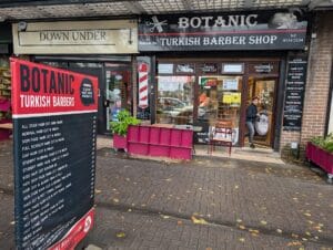 "Botanic Turkish Barber Shop" storefront.